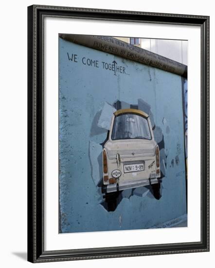 A Trabant Car Painted on a Section of the Berlin Wall Near Potsdamer Platz, Mitte, Berlin, Germany-Richard Nebesky-Framed Photographic Print