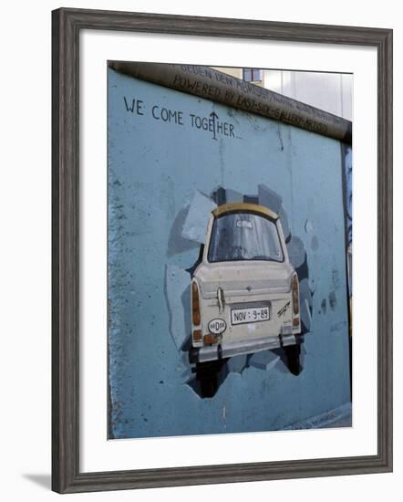 A Trabant Car Painted on a Section of the Berlin Wall Near Potsdamer Platz, Mitte, Berlin, Germany-Richard Nebesky-Framed Photographic Print