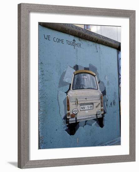 A Trabant Car Painted on a Section of the Berlin Wall Near Potsdamer Platz, Mitte, Berlin, Germany-Richard Nebesky-Framed Photographic Print