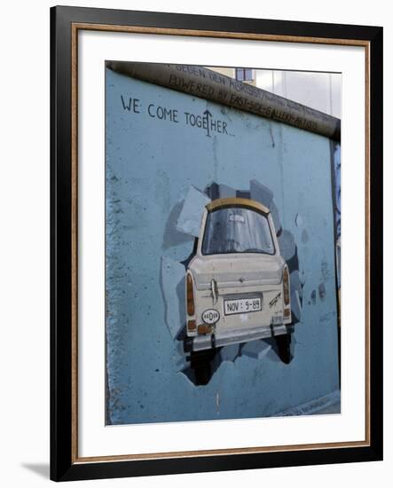 A Trabant Car Painted on a Section of the Berlin Wall Near Potsdamer Platz, Mitte, Berlin, Germany-Richard Nebesky-Framed Photographic Print