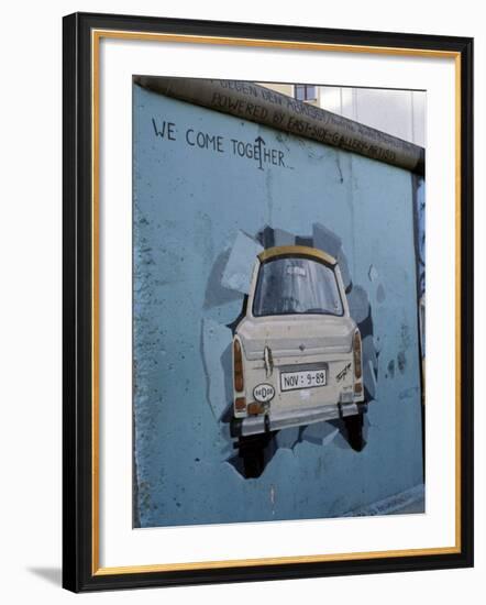 A Trabant Car Painted on a Section of the Berlin Wall Near Potsdamer Platz, Mitte, Berlin, Germany-Richard Nebesky-Framed Photographic Print