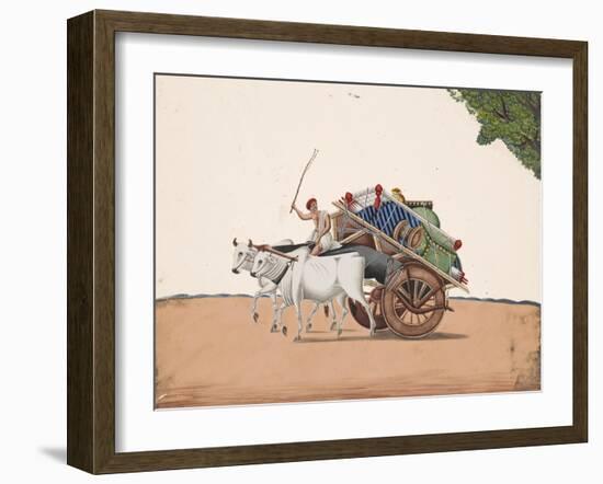 A Trader or Migrant on a Cart with His Belongings, Being Pulled by Two White Oxen, from…-null-Framed Giclee Print