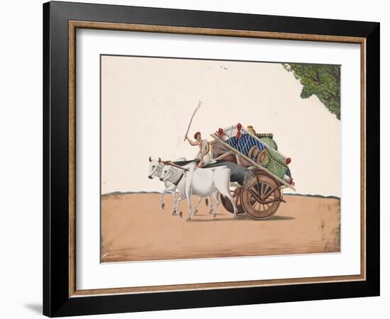 A Trader or Migrant on a Cart with His Belongings, Being Pulled by Two White Oxen, from…-null-Framed Giclee Print