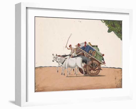 A Trader or Migrant on a Cart with His Belongings, Being Pulled by Two White Oxen, from…-null-Framed Giclee Print