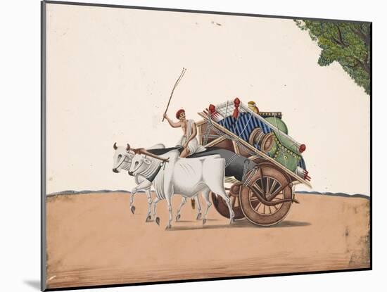 A Trader or Migrant on a Cart with His Belongings, Being Pulled by Two White Oxen, from…-null-Mounted Giclee Print