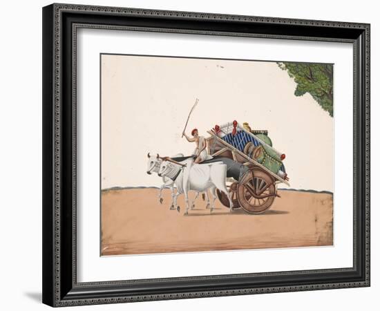 A Trader or Migrant on a Cart with His Belongings, Being Pulled by Two White Oxen, from…-null-Framed Giclee Print