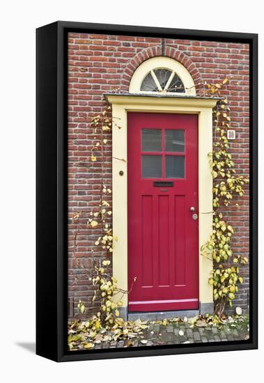 A Traditional Doorway in Autumn Colours, Old Town Utrecht, Netherlands-Julian Castle-Framed Stretched Canvas