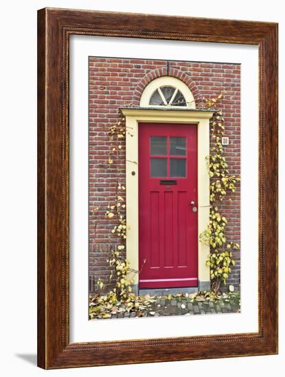 A Traditional Doorway in Autumn Colours, Old Town Utrecht, Netherlands-Julian Castle-Framed Photo