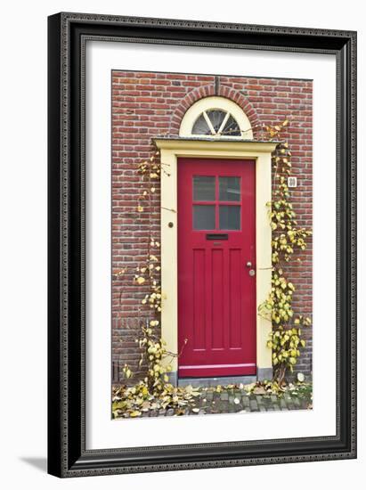 A Traditional Doorway in Autumn Colours, Old Town Utrecht, Netherlands-Julian Castle-Framed Photo