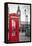 A Traditional Red Phone Booth In London With The Big Ben In A Black And White Background-Kamira-Framed Premier Image Canvas