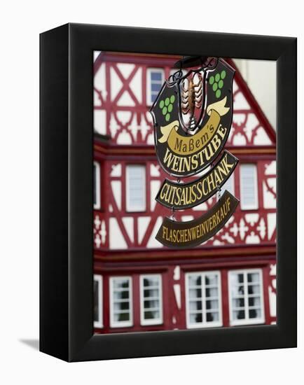 A Traditional Sign for a Wine Tavern or Bar in Bernkastel-Kues, Germany-Miva Stock-Framed Premier Image Canvas