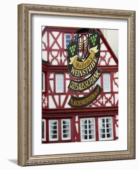 A Traditional Sign for a Wine Tavern or Bar in Bernkastel-Kues, Germany-Miva Stock-Framed Photographic Print