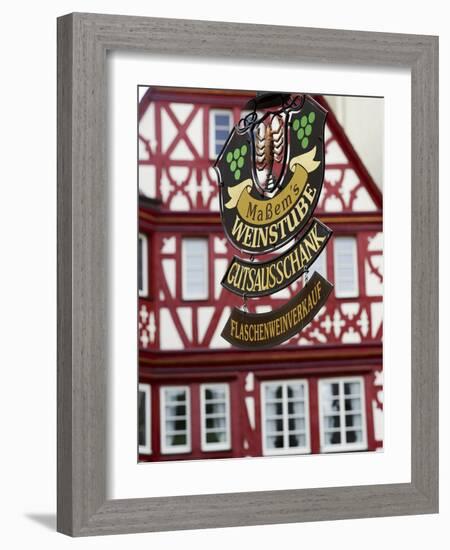 A Traditional Sign for a Wine Tavern or Bar in Bernkastel-Kues, Germany-Miva Stock-Framed Photographic Print