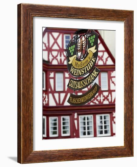 A Traditional Sign for a Wine Tavern or Bar in Bernkastel-Kues, Germany-Miva Stock-Framed Photographic Print