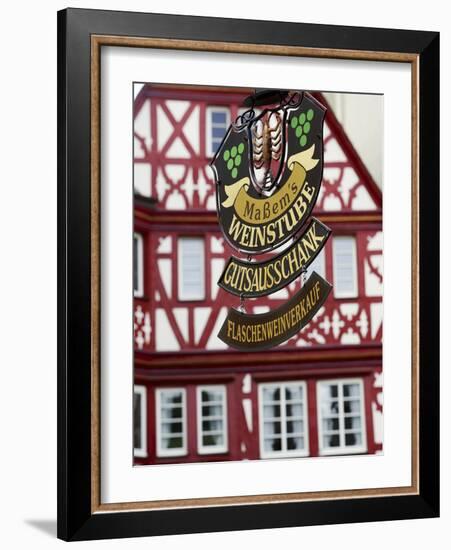 A Traditional Sign for a Wine Tavern or Bar in Bernkastel-Kues, Germany-Miva Stock-Framed Photographic Print