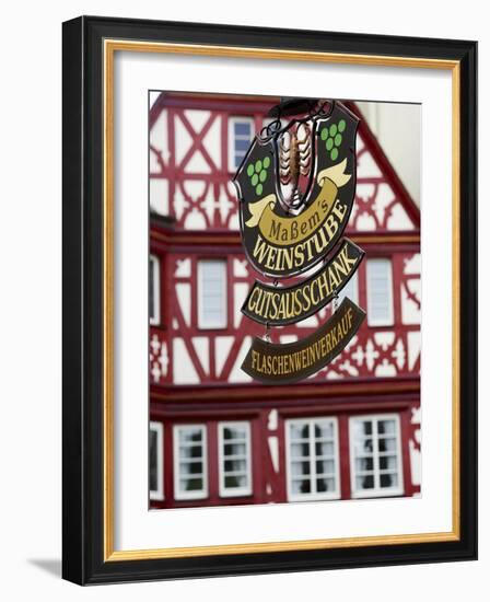 A Traditional Sign for a Wine Tavern or Bar in Bernkastel-Kues, Germany-Miva Stock-Framed Photographic Print