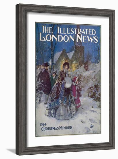 A Traditional Victorian Family Leaving Church During the Christmas Period-null-Framed Art Print
