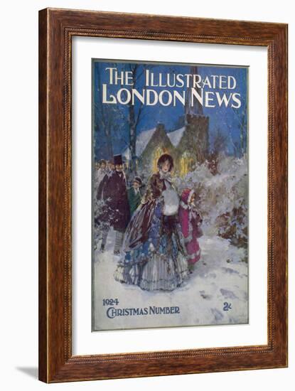 A Traditional Victorian Family Leaving Church During the Christmas Period-null-Framed Art Print