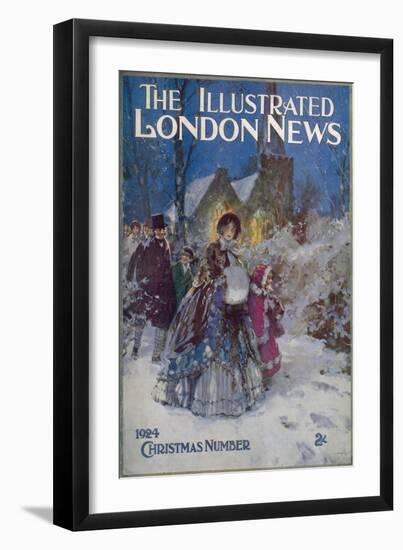 A Traditional Victorian Family Leaving Church During the Christmas Period-null-Framed Art Print