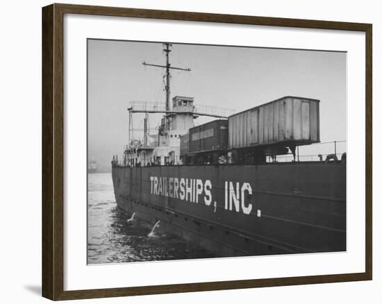 A Trailership Transporting Trailers across the Ocean-Ralph Morse-Framed Premium Photographic Print