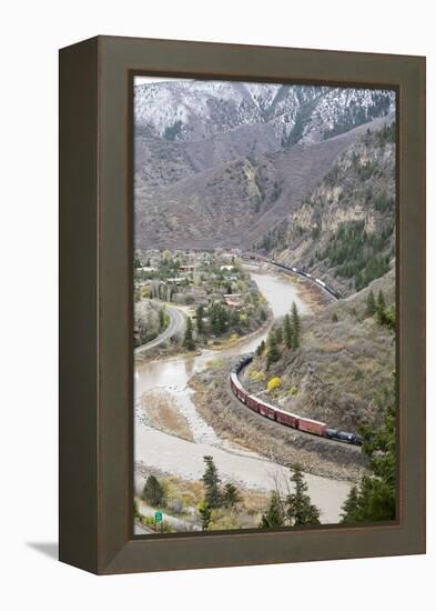 A Train Passes Through The Rocky Mountains In Glenwood Springs, Colorado-Dan Holz-Framed Premier Image Canvas