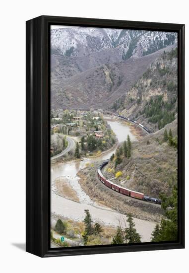 A Train Passes Through The Rocky Mountains In Glenwood Springs, Colorado-Dan Holz-Framed Premier Image Canvas