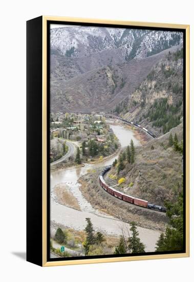 A Train Passes Through The Rocky Mountains In Glenwood Springs, Colorado-Dan Holz-Framed Premier Image Canvas