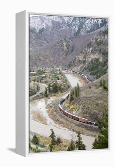 A Train Passes Through The Rocky Mountains In Glenwood Springs, Colorado-Dan Holz-Framed Premier Image Canvas