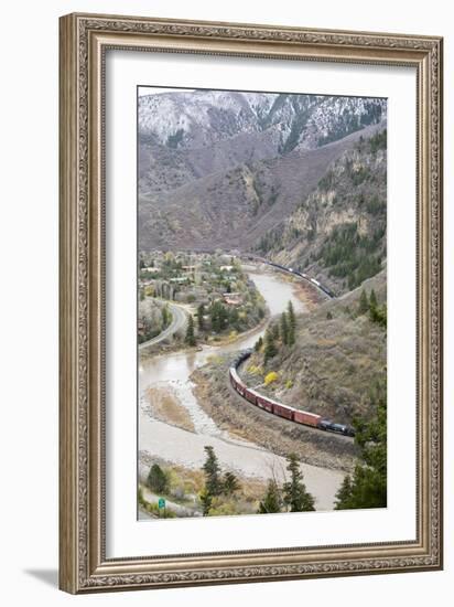 A Train Passes Through The Rocky Mountains In Glenwood Springs, Colorado-Dan Holz-Framed Photographic Print