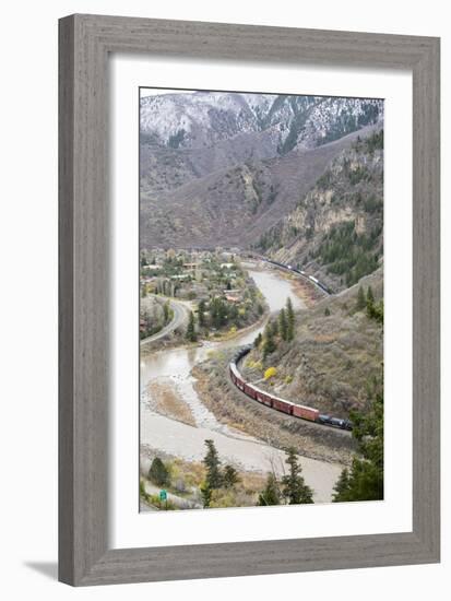 A Train Passes Through The Rocky Mountains In Glenwood Springs, Colorado-Dan Holz-Framed Photographic Print