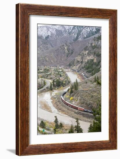 A Train Passes Through The Rocky Mountains In Glenwood Springs, Colorado-Dan Holz-Framed Photographic Print