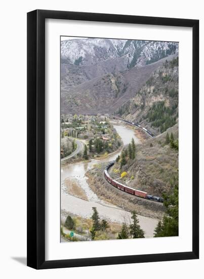 A Train Passes Through The Rocky Mountains In Glenwood Springs, Colorado-Dan Holz-Framed Photographic Print