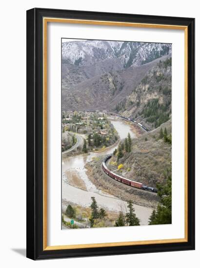 A Train Passes Through The Rocky Mountains In Glenwood Springs, Colorado-Dan Holz-Framed Photographic Print