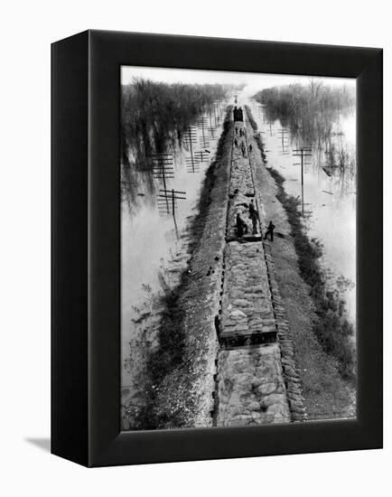 A Trainload of Sandbags is Transported to Line the Mississippi Mainline Levees-null-Framed Premier Image Canvas