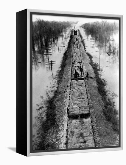A Trainload of Sandbags is Transported to Line the Mississippi Mainline Levees-null-Framed Premier Image Canvas