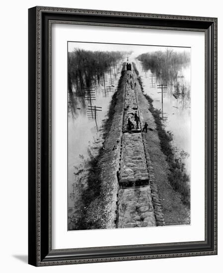 A Trainload of Sandbags is Transported to Line the Mississippi Mainline Levees-null-Framed Photographic Print