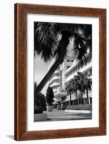 A Tram Carries Shoppers Past the Lincoln Theater, April 1969-null-Framed Photographic Print