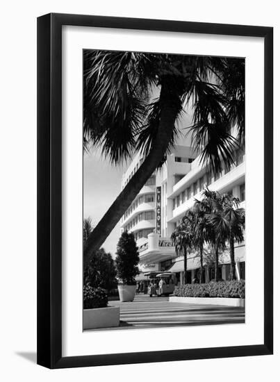 A Tram Carries Shoppers Past the Lincoln Theater, April 1969-null-Framed Photographic Print