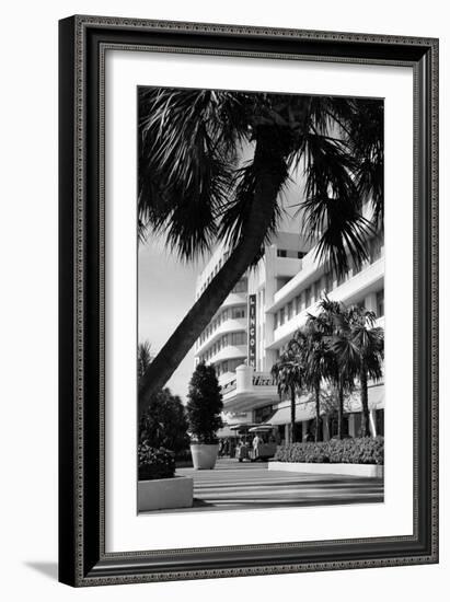 A Tram Carries Shoppers Past the Lincoln Theater, April 1969-null-Framed Photographic Print