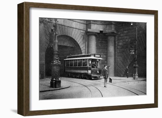 A Tram Running Beneath Kingsway, Aldwych and Somerset House, London, 1926-1927-null-Framed Giclee Print