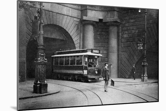 A Tram Running Beneath Kingsway, Aldwych and Somerset House, London, 1926-1927-null-Mounted Giclee Print