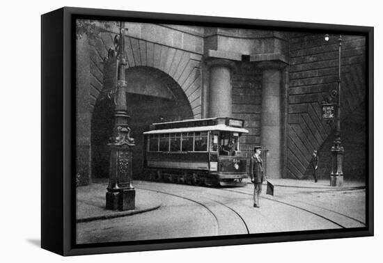 A Tram Running Beneath Kingsway, Aldwych and Somerset House, London, 1926-1927-null-Framed Premier Image Canvas