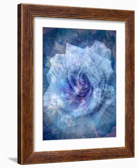 A Translucent Floral Layer Work of Roses in Blue Tones-Alaya Gadeh-Framed Photographic Print