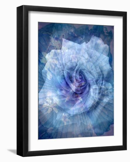 A Translucent Floral Layer Work of Roses in Blue Tones-Alaya Gadeh-Framed Photographic Print