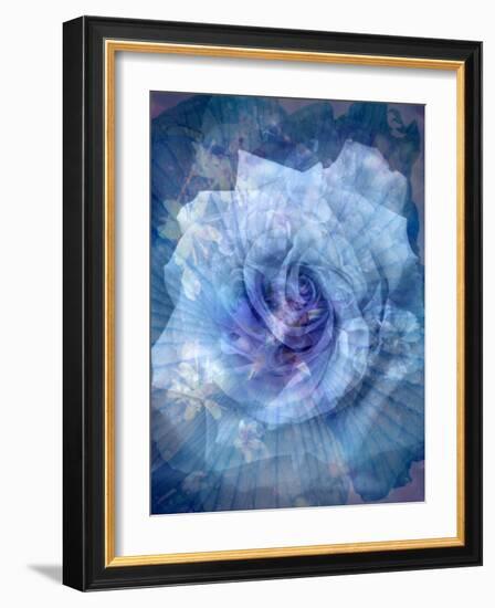 A Translucent Floral Layer Work of Roses in Blue Tones-Alaya Gadeh-Framed Photographic Print