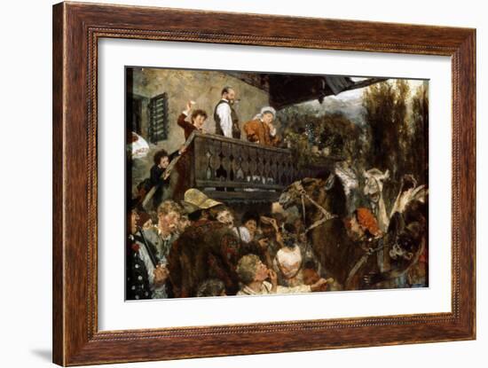 A Travelling Circus (Cameleers in Partenkirche), 1884-Adolph Menzel-Framed Giclee Print