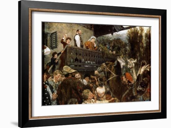 A Travelling Circus (Cameleers in Partenkirche), 1884-Adolph Menzel-Framed Giclee Print