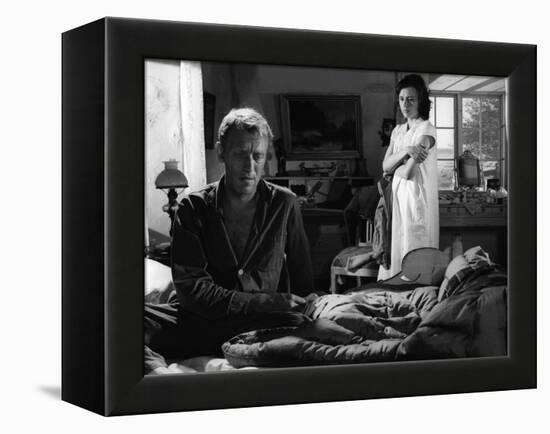 A Travers le Miroir by IngmarBergman with Max von Sydow and Harriet Andersson, 1961 (b/w photo)-null-Framed Stretched Canvas