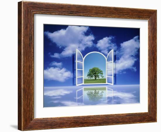 A Tree Seen Through an Open Window in the Sky-null-Framed Photographic Print