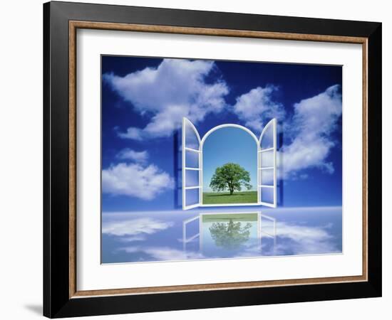 A Tree Seen Through an Open Window in the Sky-null-Framed Photographic Print